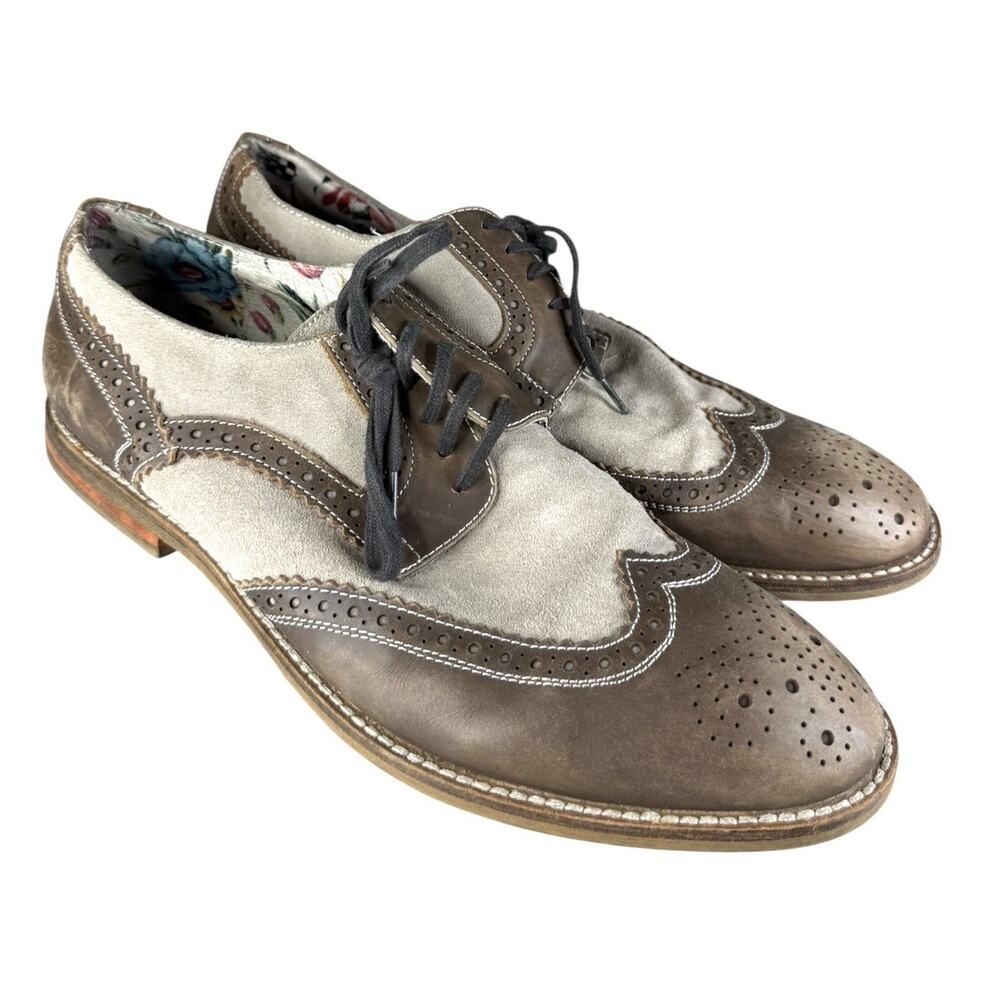 Vince Camuto Venety Wingtip Oxford Shoes Two Tone Leather Suede 10 D